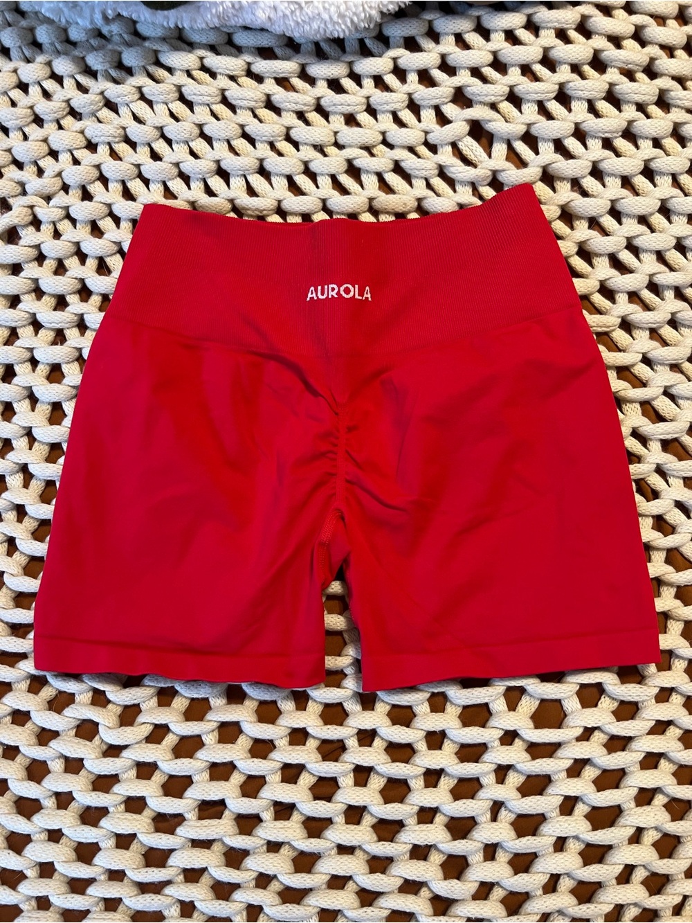 AUROLA Red High-Waist Women's Bike Shorts